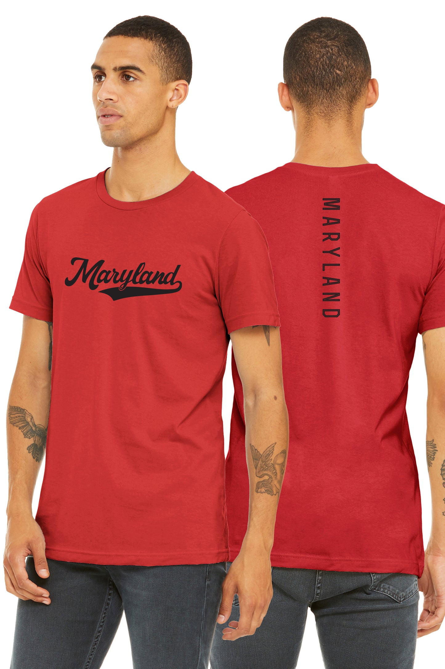 Daxton Adult Unisex Tshirt Maryland Script with Vertical on the Back