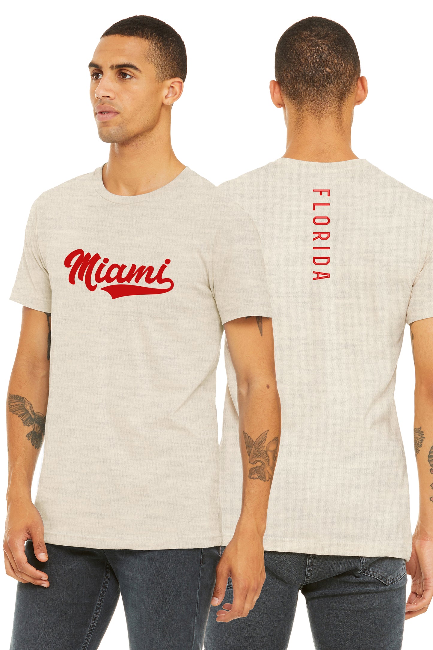 Daxton Adult Unisex Tshirt Miami Script with Florida Vertical on the Back