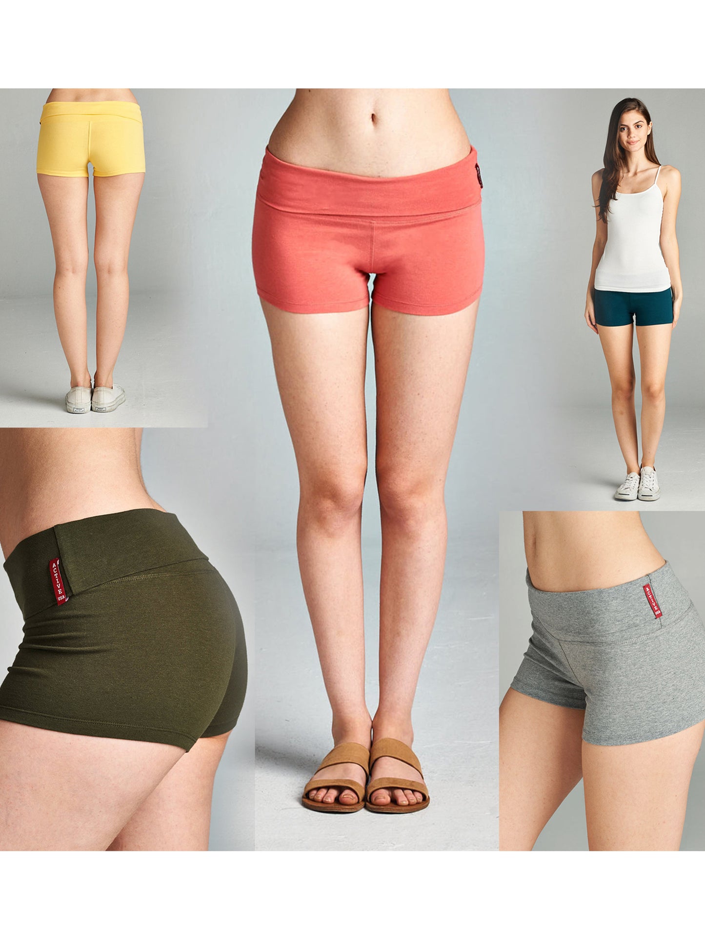 Emmalise Women's Active Yoga Shorts Low Rise Fold Over Workout Dance Pant