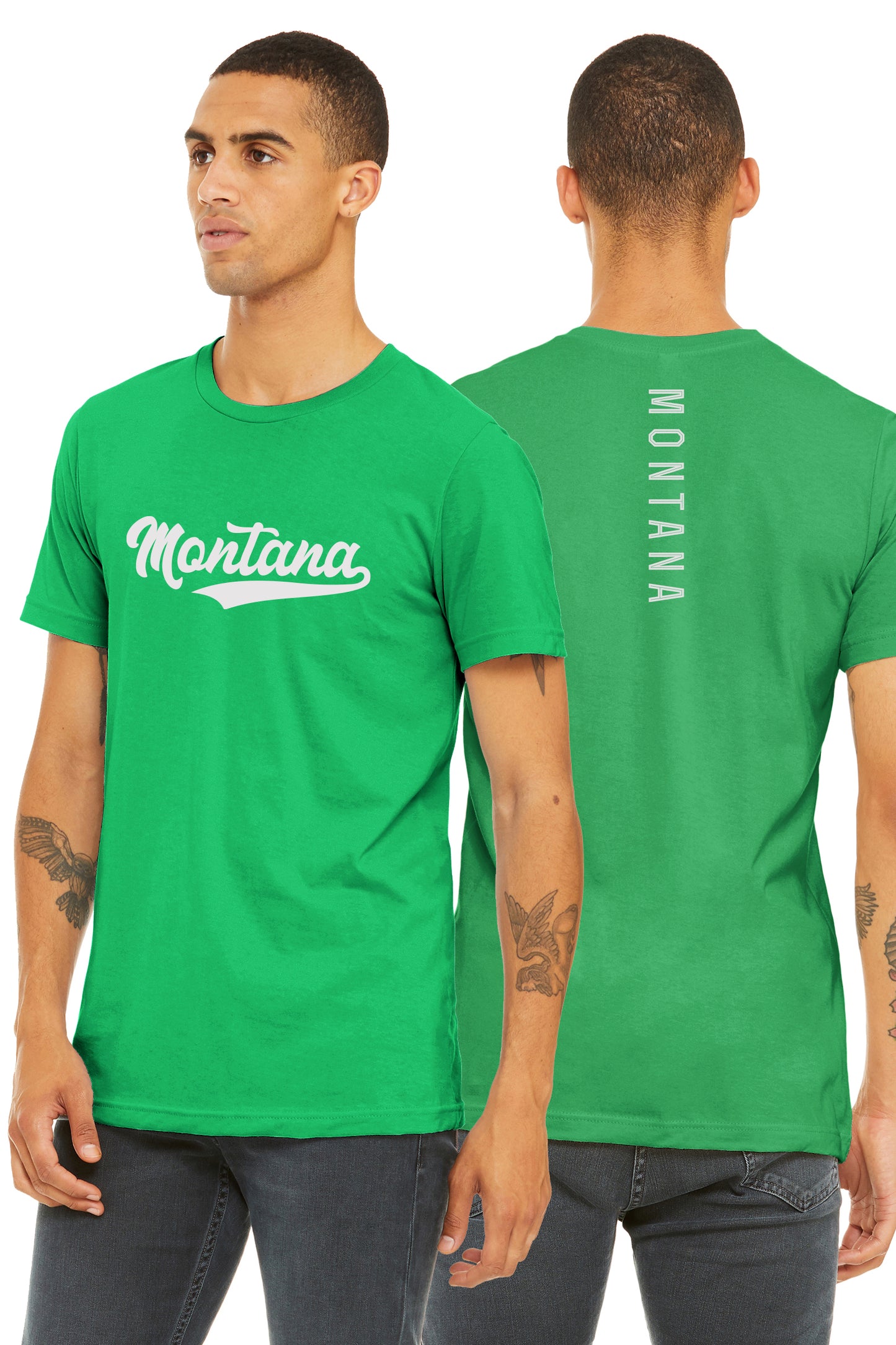 Daxton Adult Unisex Tshirt Montana Scrip with Vertical on the Back