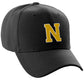 Classic Baseball hat Custom A to Z Initial Team Letter, Black Cap White Gold