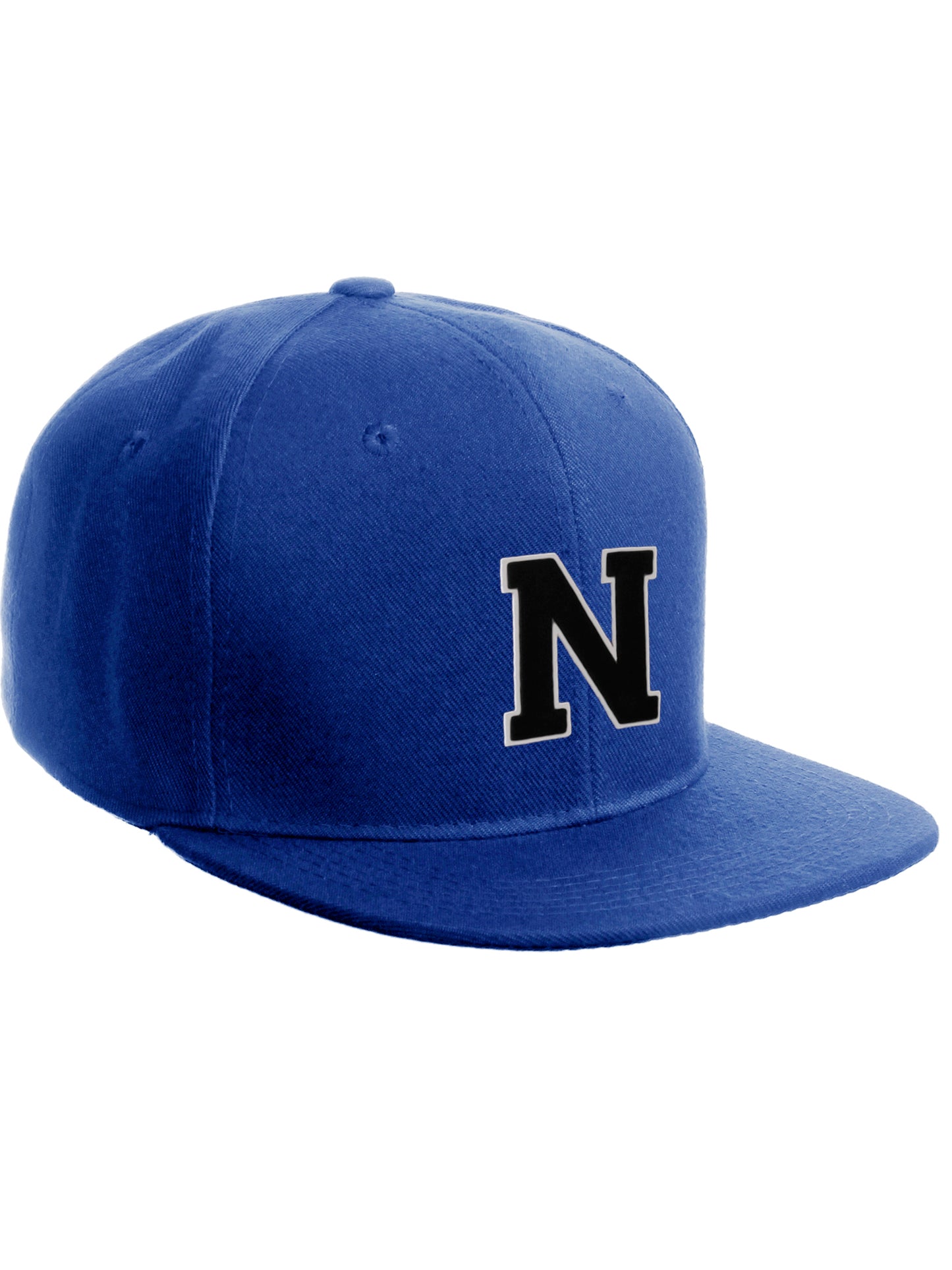 Classic Snapback Hat Custom A to Z Initial Letters, Royal Cap White Black