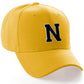Classic Baseball Hat Custom A to Z Initial Team Letter, Yellow Cap White Black