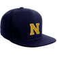 Classic Snapback Hat Custom A to Z Initial Letters, Navy Cap White Gold