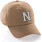 I&W Hatgear Customized Letter Initial Baseball Hat A to Z Team Colors, Khaki Cap Black White
