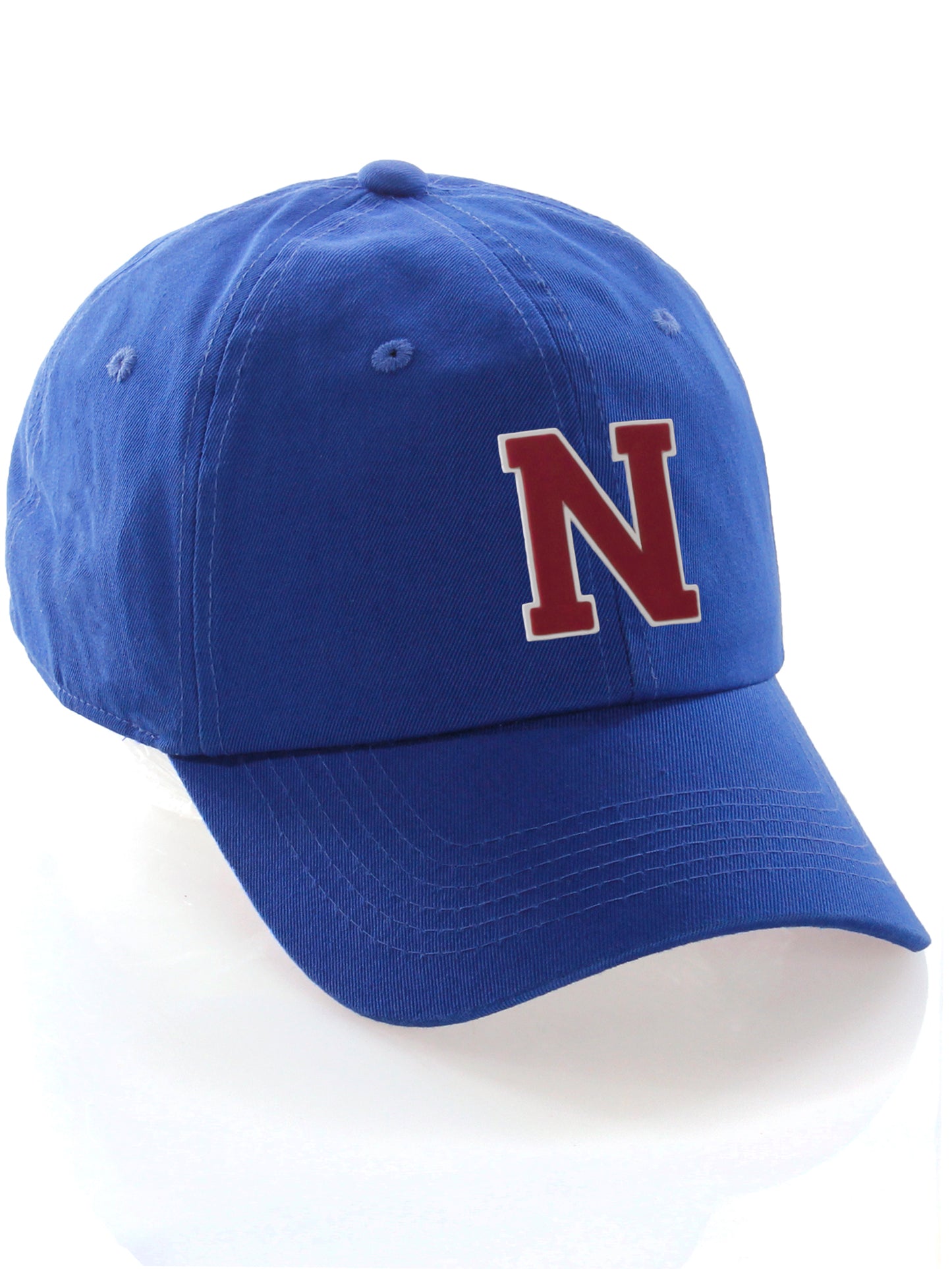 Custom Hat A to Z Initial Letters Classic Baseball Cap, Blue Hat White Red