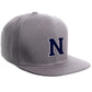 Classic Snapback Hat Custom A to Z Initial Letters, Light Grey Cap White Navy