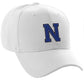 Classic Baseball Hat Custom A to Z Initial Team Letter, White Cap Black Blue
