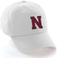 I&W Hatgear Customized Letter Initial Baseball Hat A to Z Team Colors, White Cap Blue Red