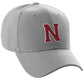 Classic Baseball Hat Custom A to Z Initial Team Letter, Lt Gray Cap White Red