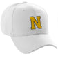 Classic Baseball Hat Custom A to Z Initial Team Letter, White Cap Black Gold