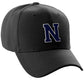 Classic Baseball Hat Custom A to Z Initial Team Letter, Black Cap White Navy
