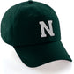 Custom Hat A to Z Initial Letters Classic Baseball Cap, Dk Green Hat Black White
