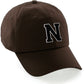I&W Hatgear Customized Letter Initial Baseball Hat A to Z Team Colors, Brown Cap White Black
