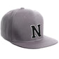 Classic Snapback Hat Custom A to Z Initial Letters, Light Grey Cap White Black