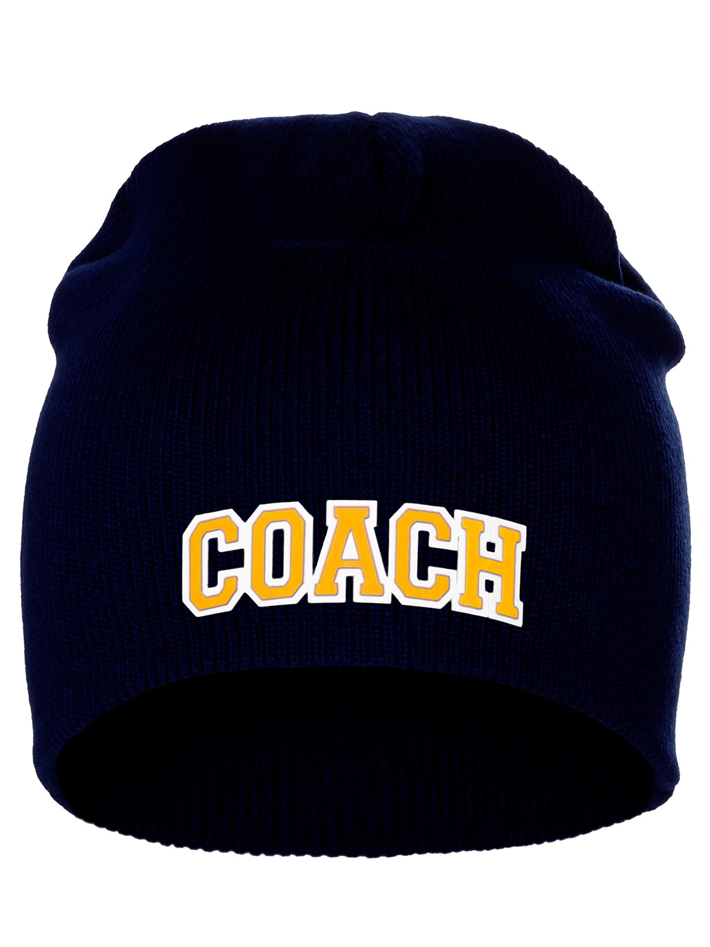 Coach Arch Letters Winter Knit Cuffless Beanie 3D Raised Layers