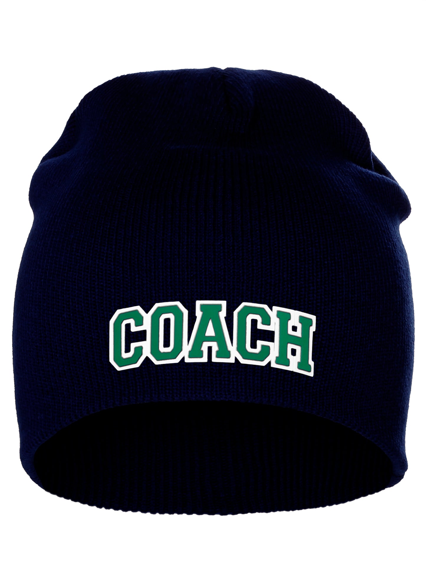Coach Arch Letters Winter Knit Cuffless Beanie 3D Raised Layers