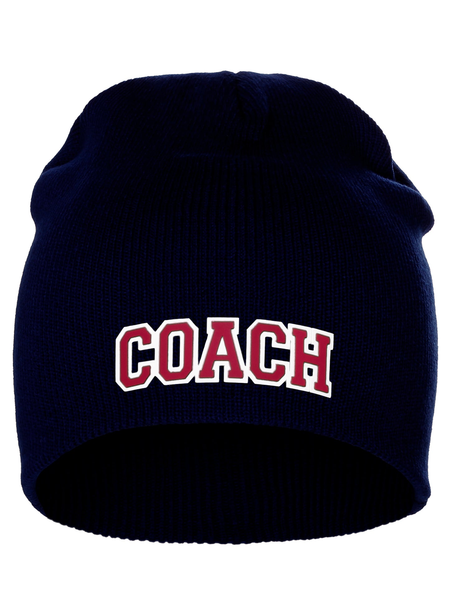 Coach Arch Letters Winter Knit Cuffless Beanie 3D Raised Layers