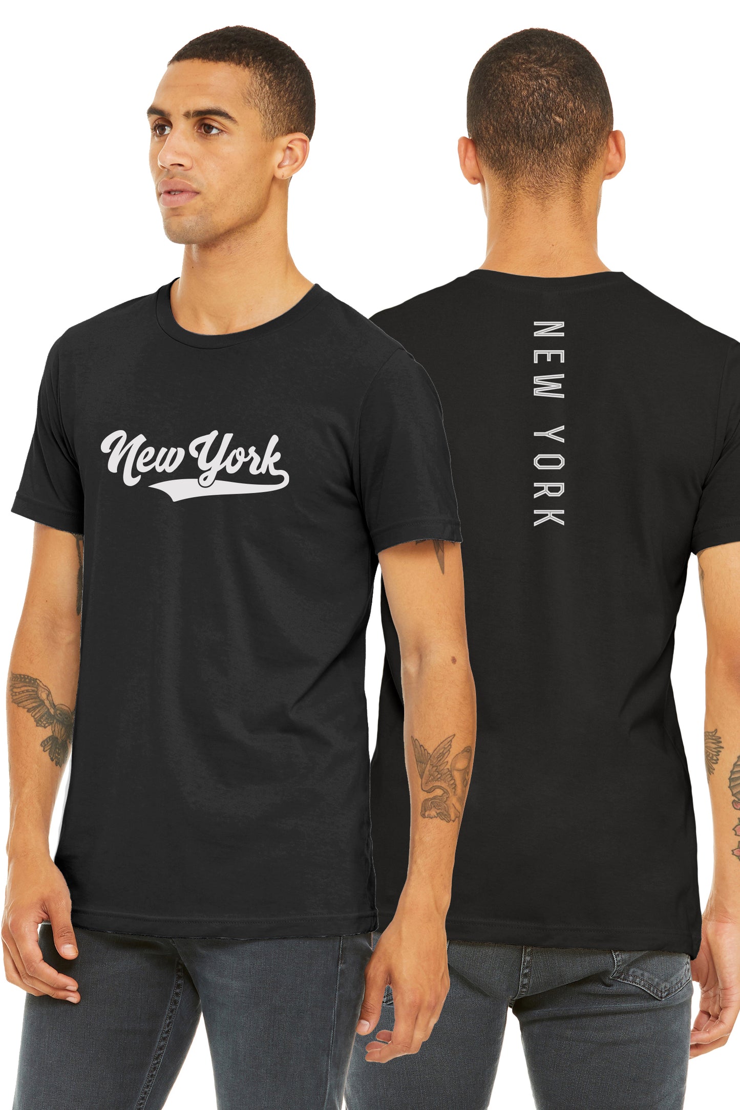 Daxton Adult Unisex Tshirt New York Script with Vertical on the Back