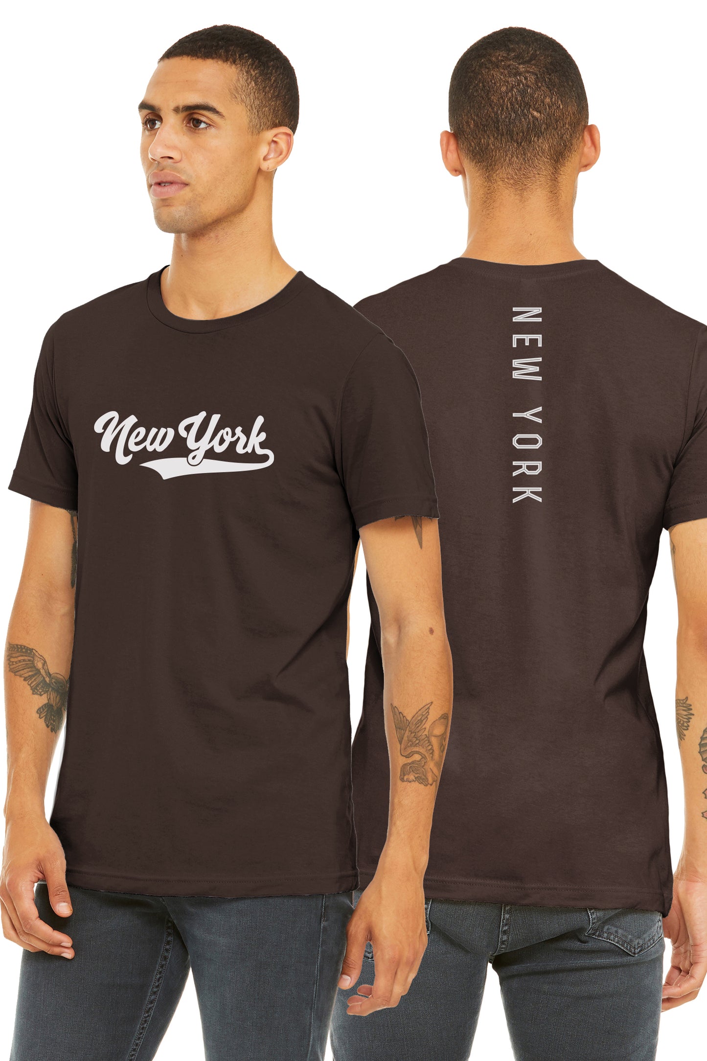 Daxton Adult Unisex Tshirt New York Script with Vertical on the Back