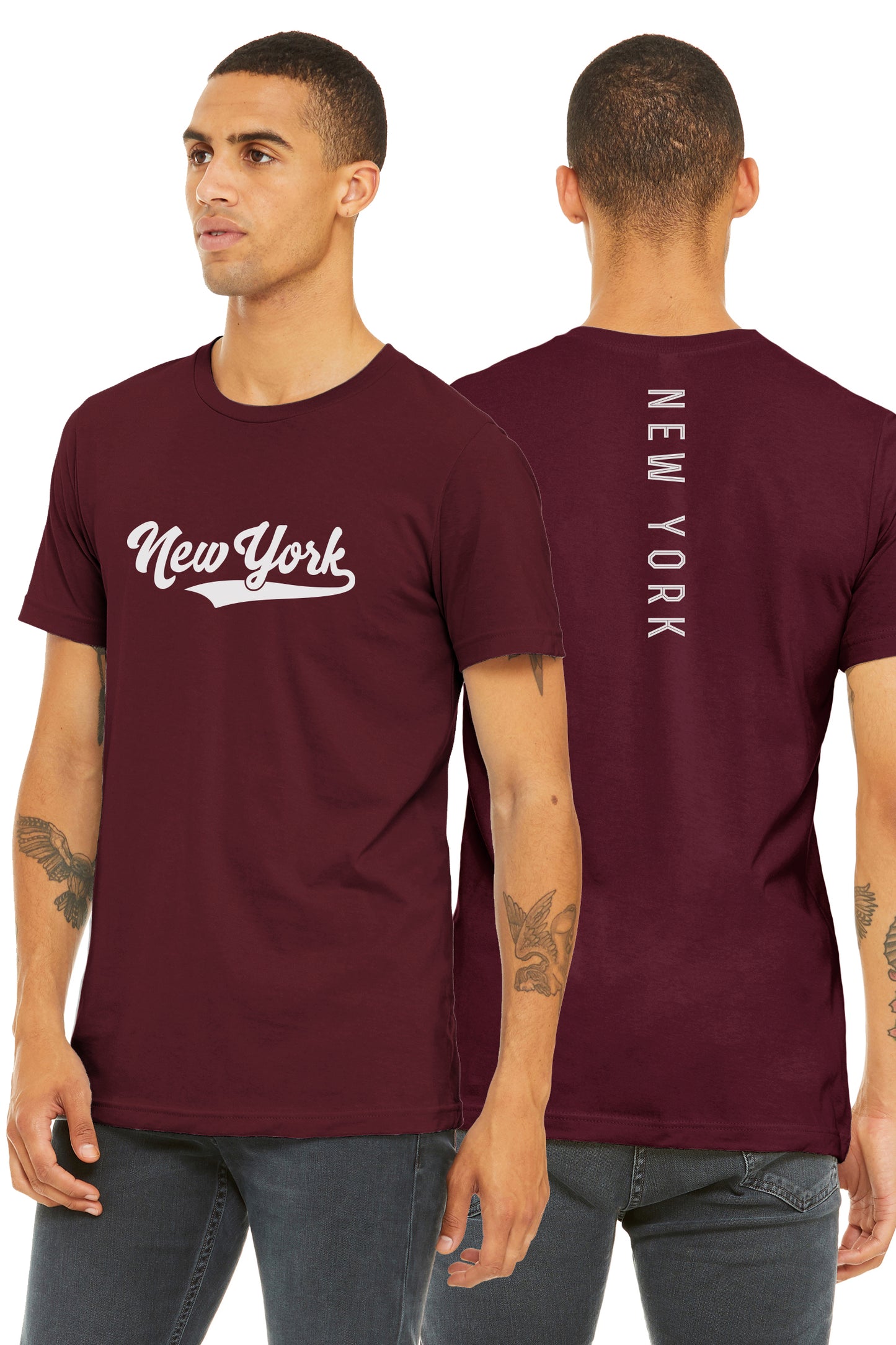 Daxton Adult Unisex Tshirt New York Script with Vertical on the Back