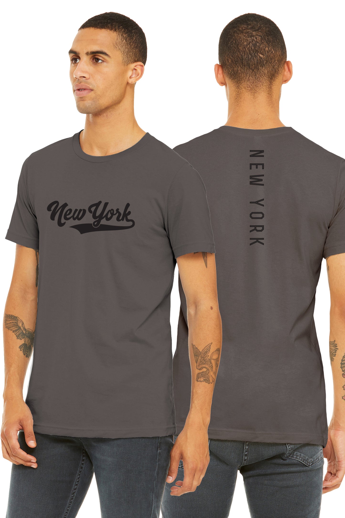 Daxton Adult Unisex Tshirt New York Script with Vertical on the Back