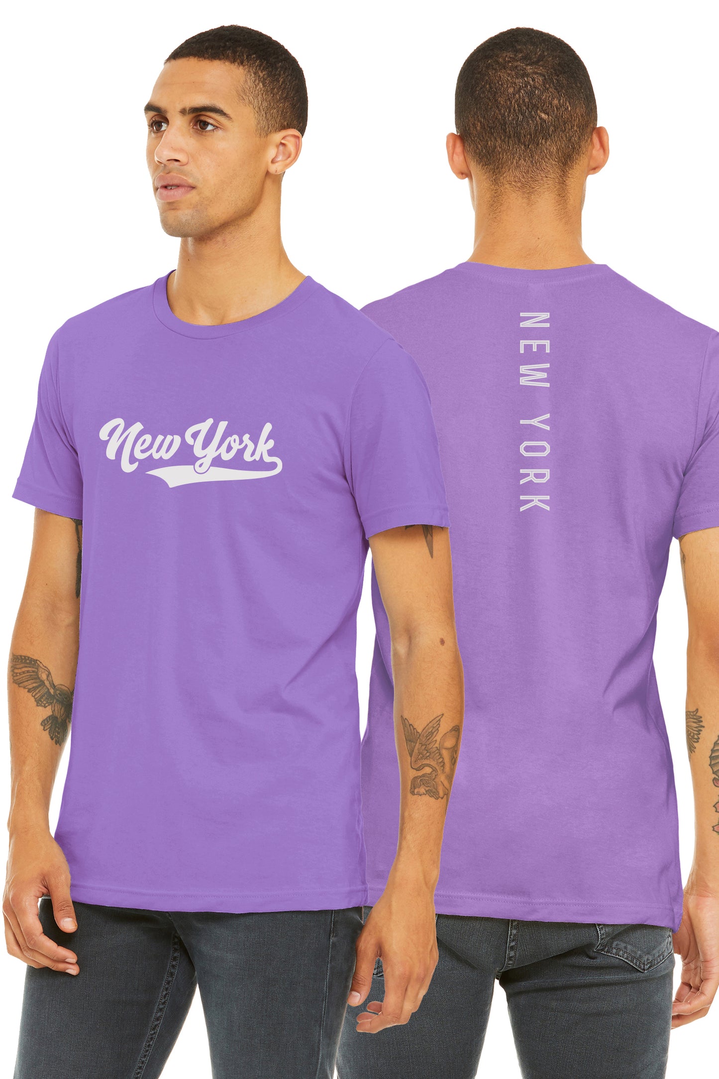 Daxton Adult Unisex Tshirt New York Script with Vertical on the Back