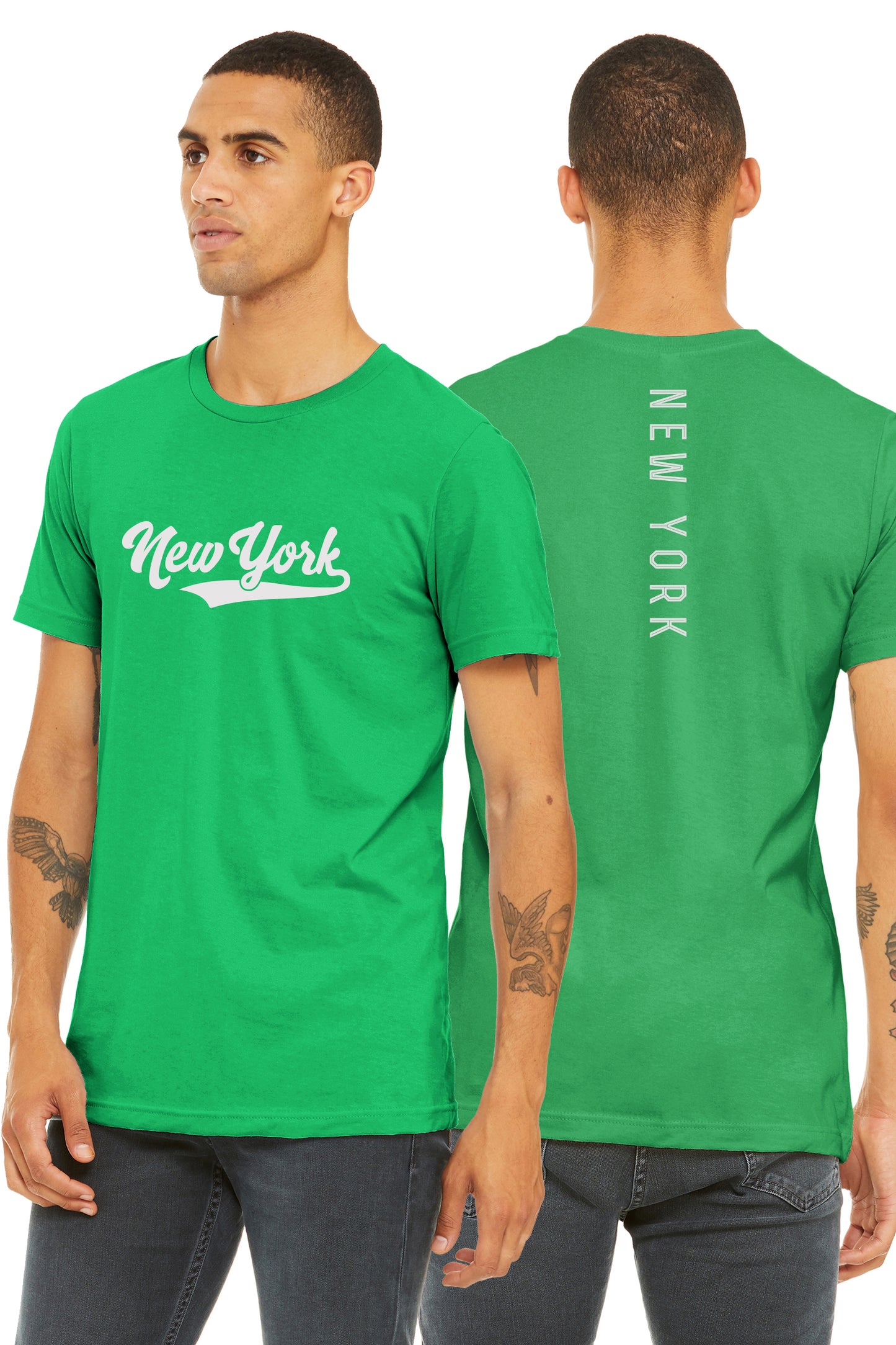 Daxton Adult Unisex Tshirt New York Script with Vertical on the Back