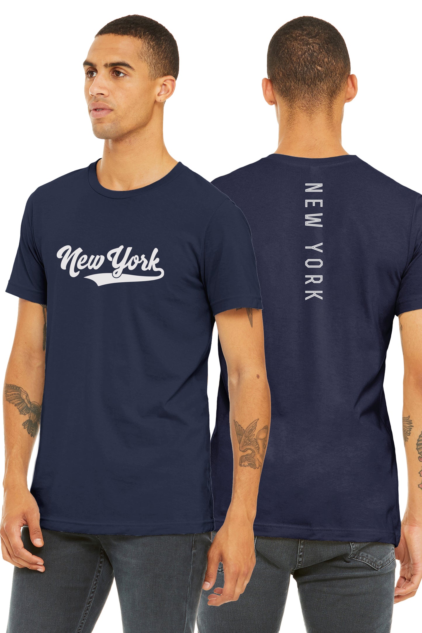 Daxton Adult Unisex Tshirt New York Script with Vertical on the Back