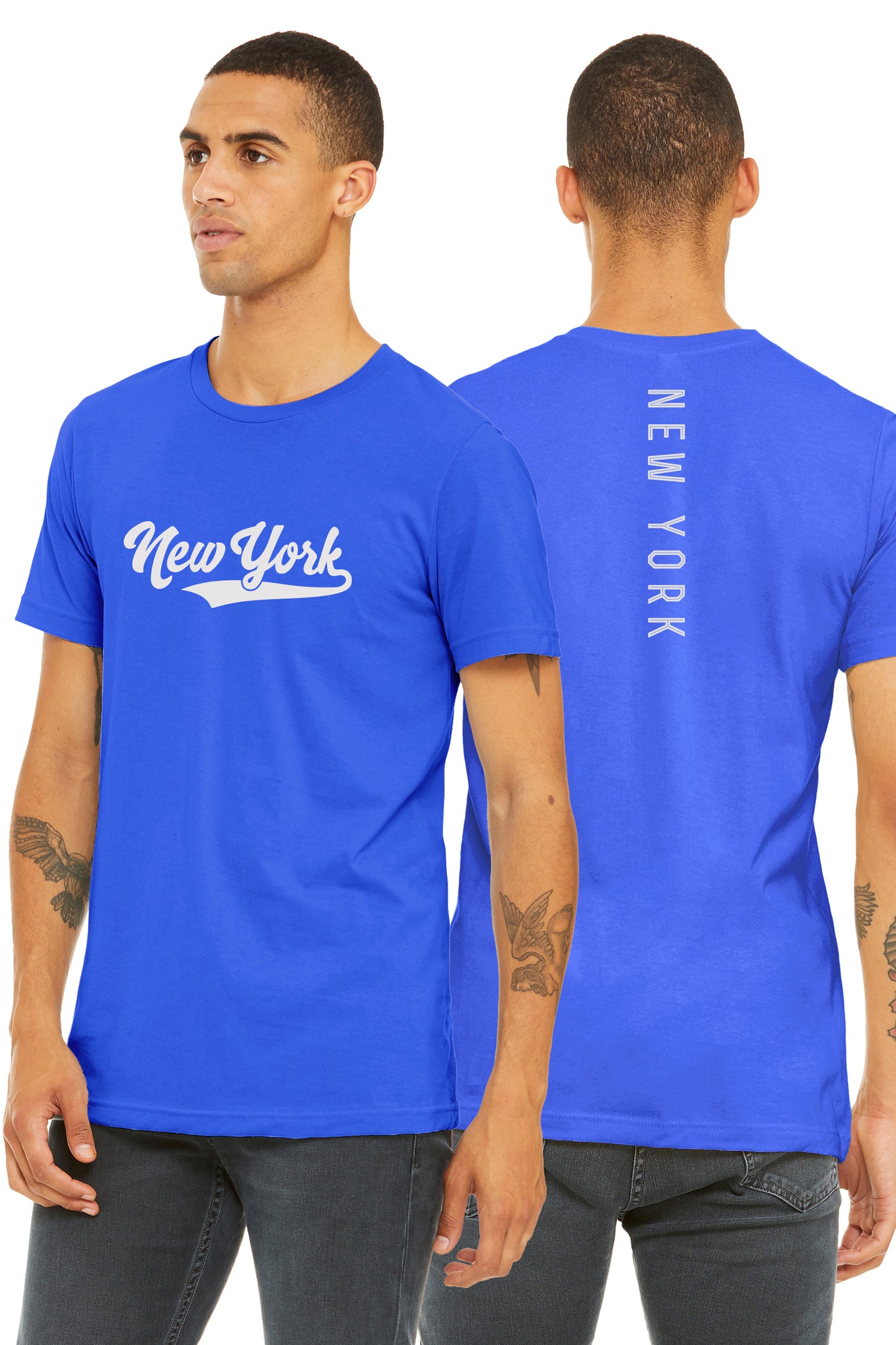 Daxton Adult Unisex Tshirt New York Script with Vertical on the Back