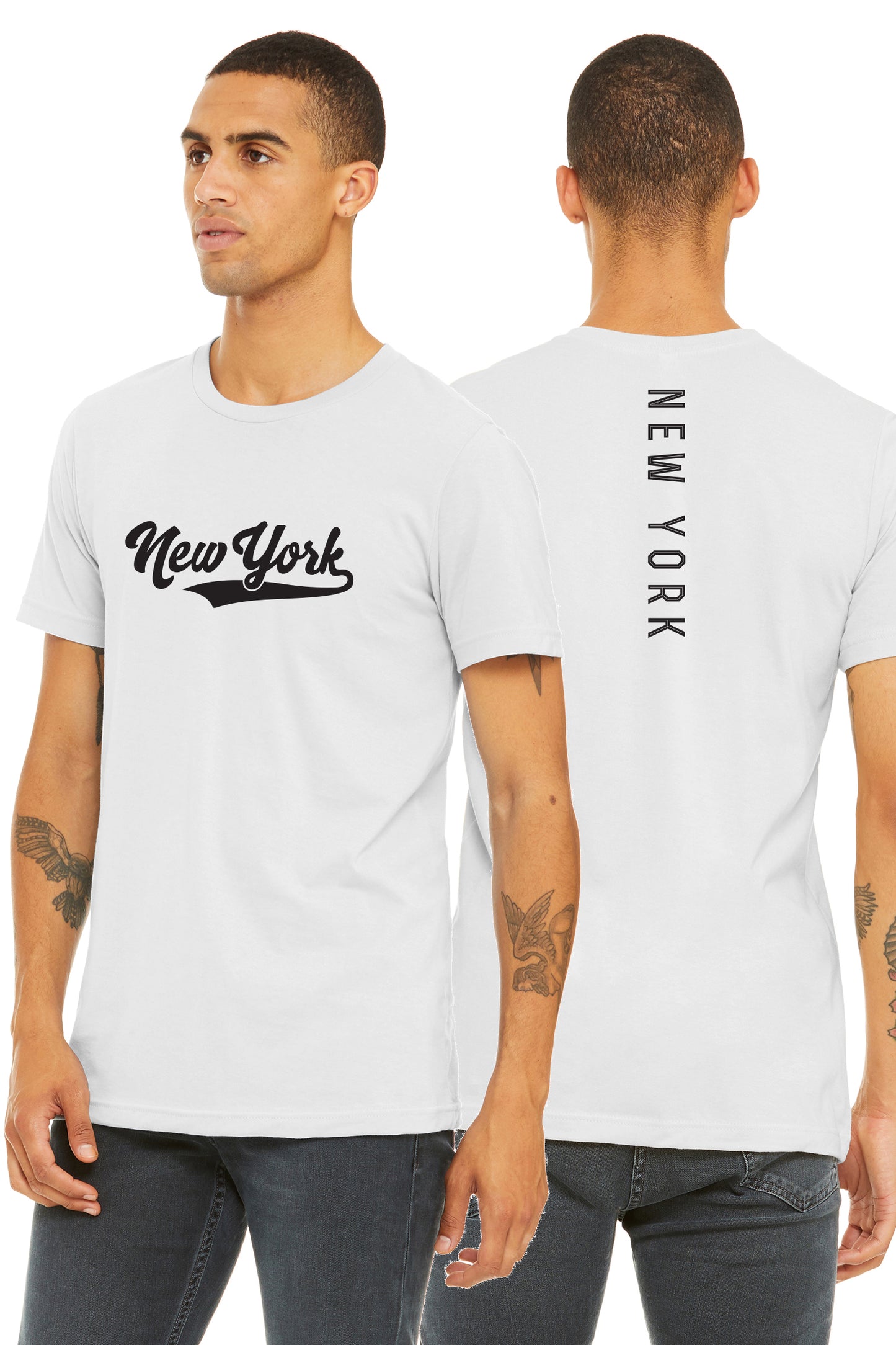 Daxton Adult Unisex Tshirt New York Script with Vertical on the Back
