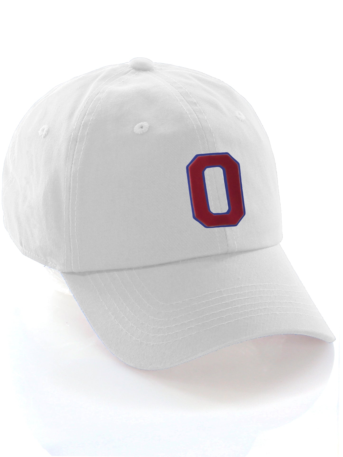 I&W Hatgear Customized Letter Initial Baseball Hat A to Z Team Colors, White Cap Blue Red