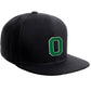Classic Snapback Hat Custom A to Z Initial Raised Letters, Black Cap White Green