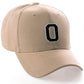 Classic Baseball Hat Custom A to Z Initial Team Letter, Khaki Cap White Black
