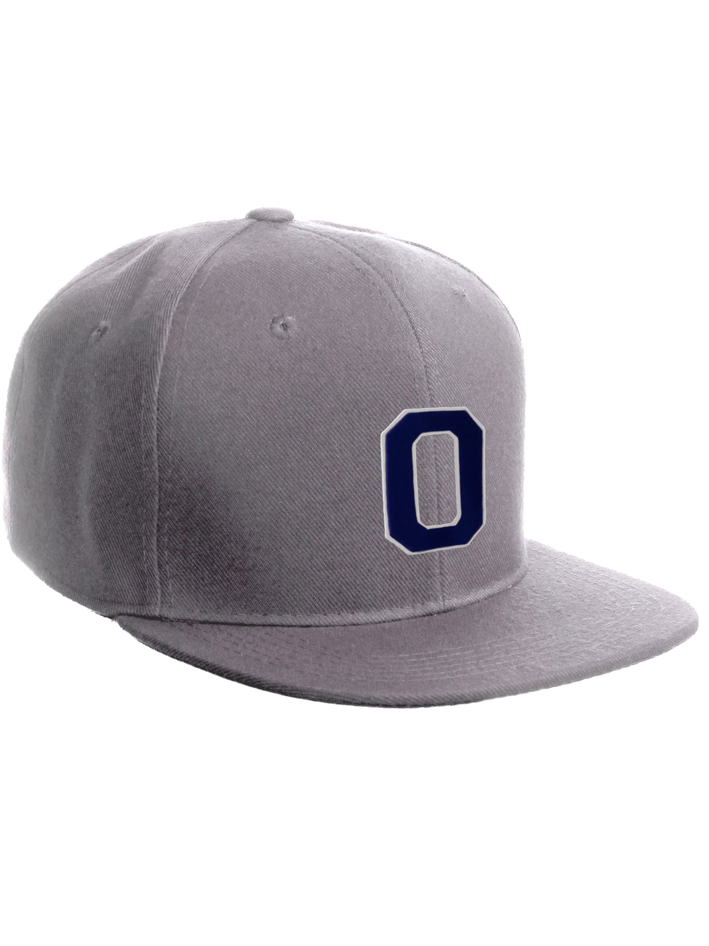 Classic Snapback Hat Custom A to Z Initial Letters, Light Grey Cap White Navy