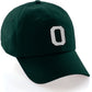 Custom Hat A to Z Initial Letters Classic Baseball Cap, Dk Green Hat Black White