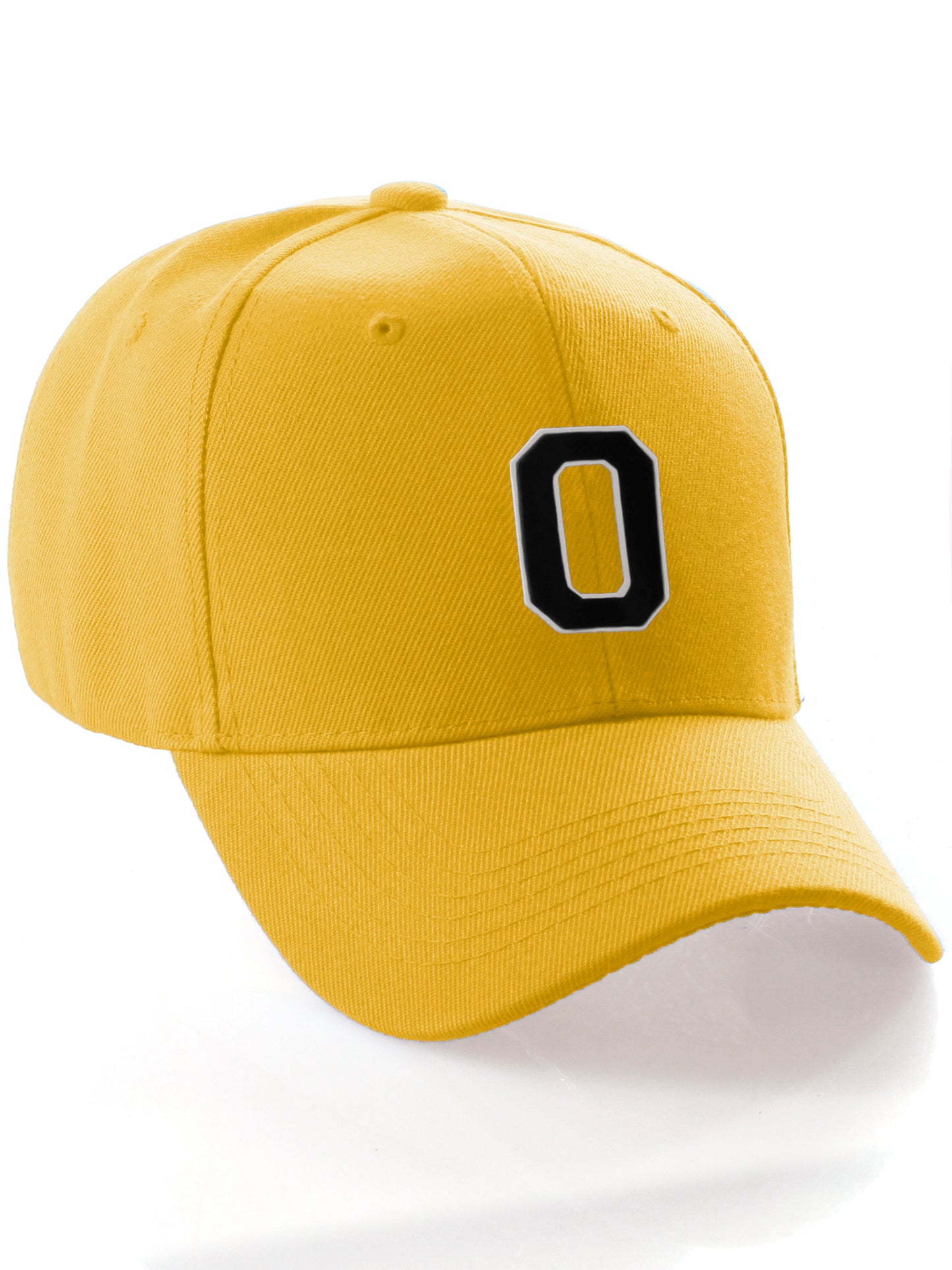 Classic Baseball Hat Custom A to Z Initial Team Letter, Yellow Cap White Black
