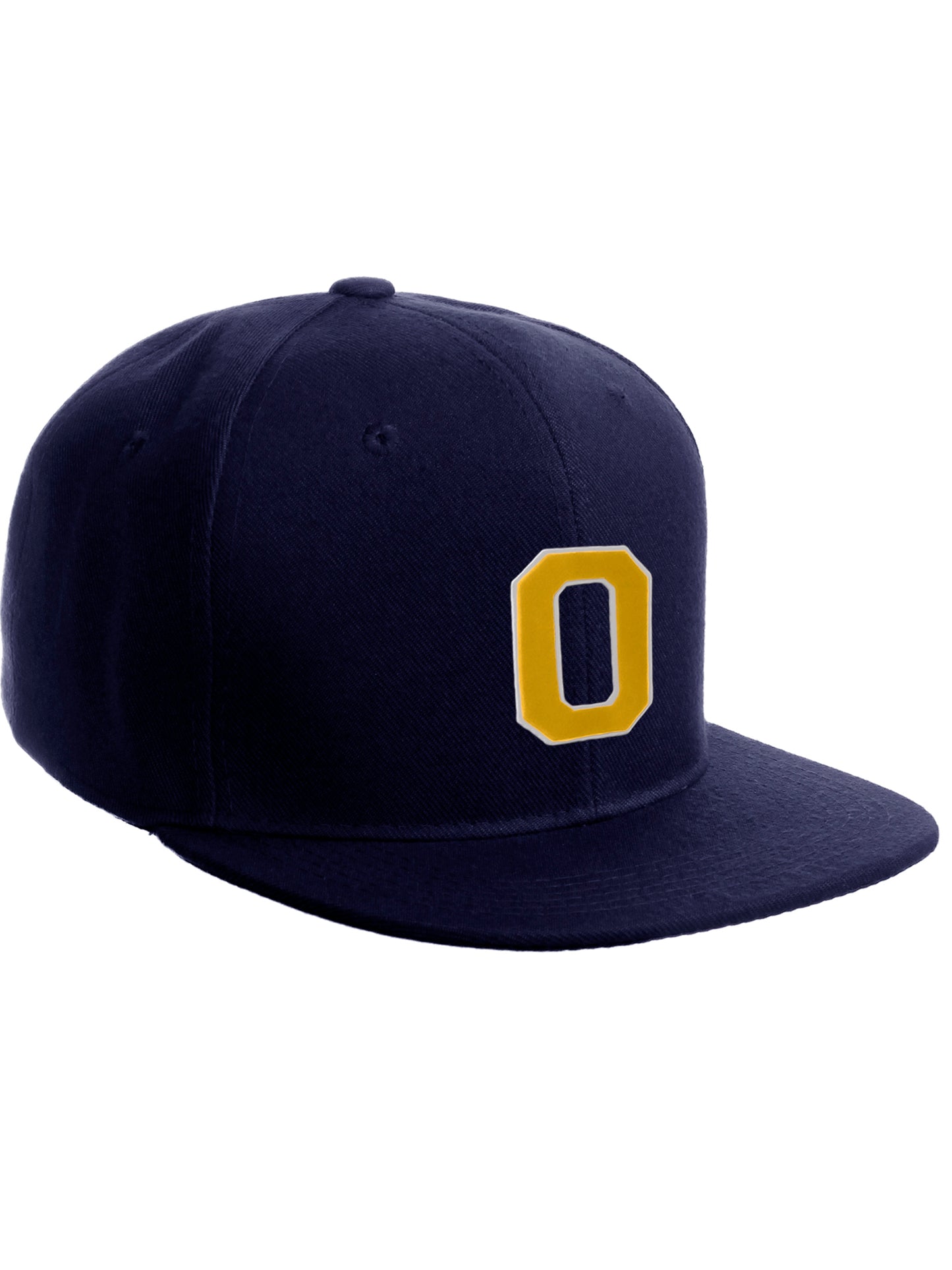 Classic Snapback Hat Custom A to Z Initial Letters, Navy Cap White Gold