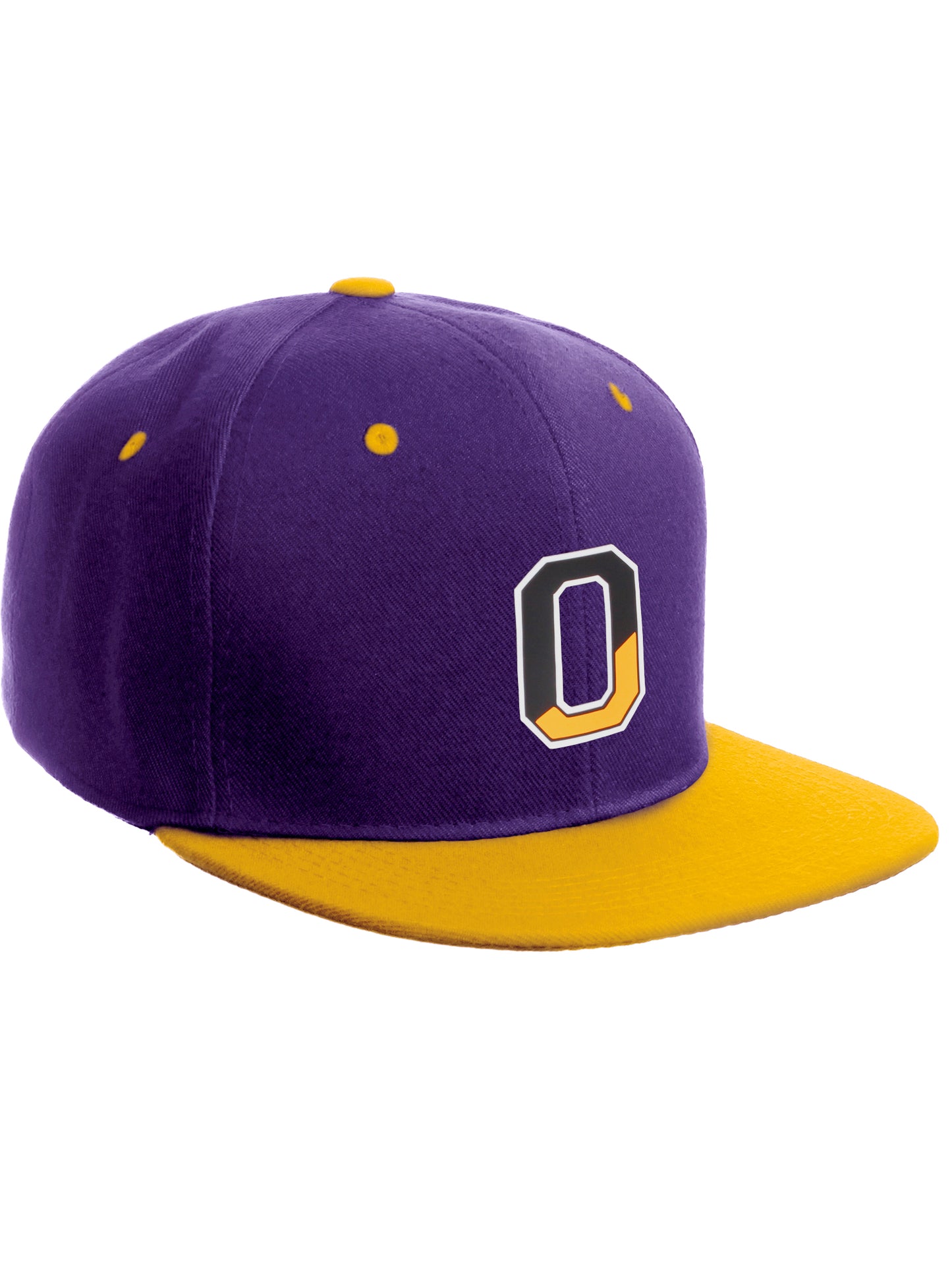 Daxton Classic Snapback Initial Numbers Letters Flat Bill Visor Purple Yellow Cap