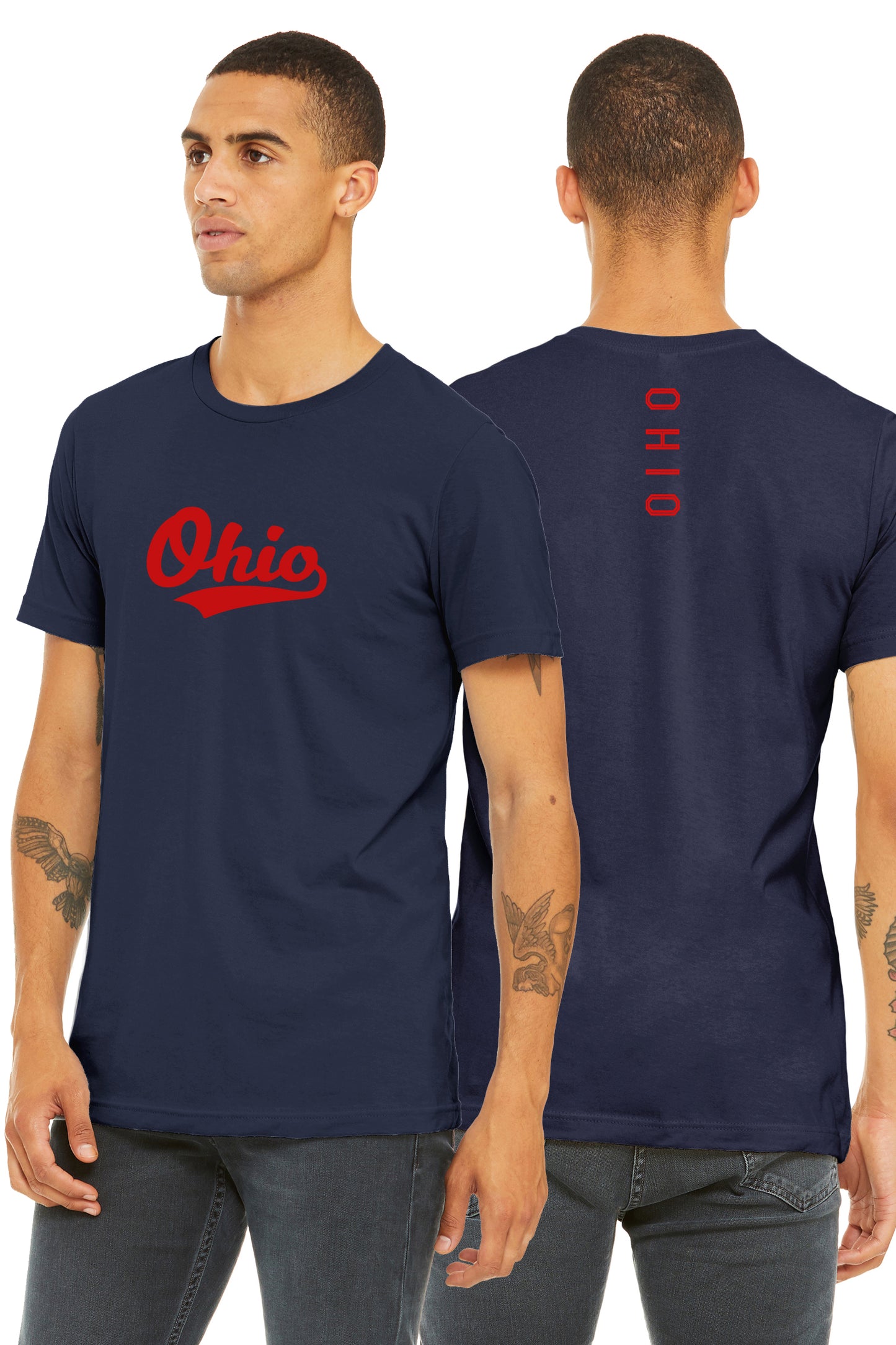 Daxton Adult Unisex Tshirt Ohio Script with Vertical on the Back