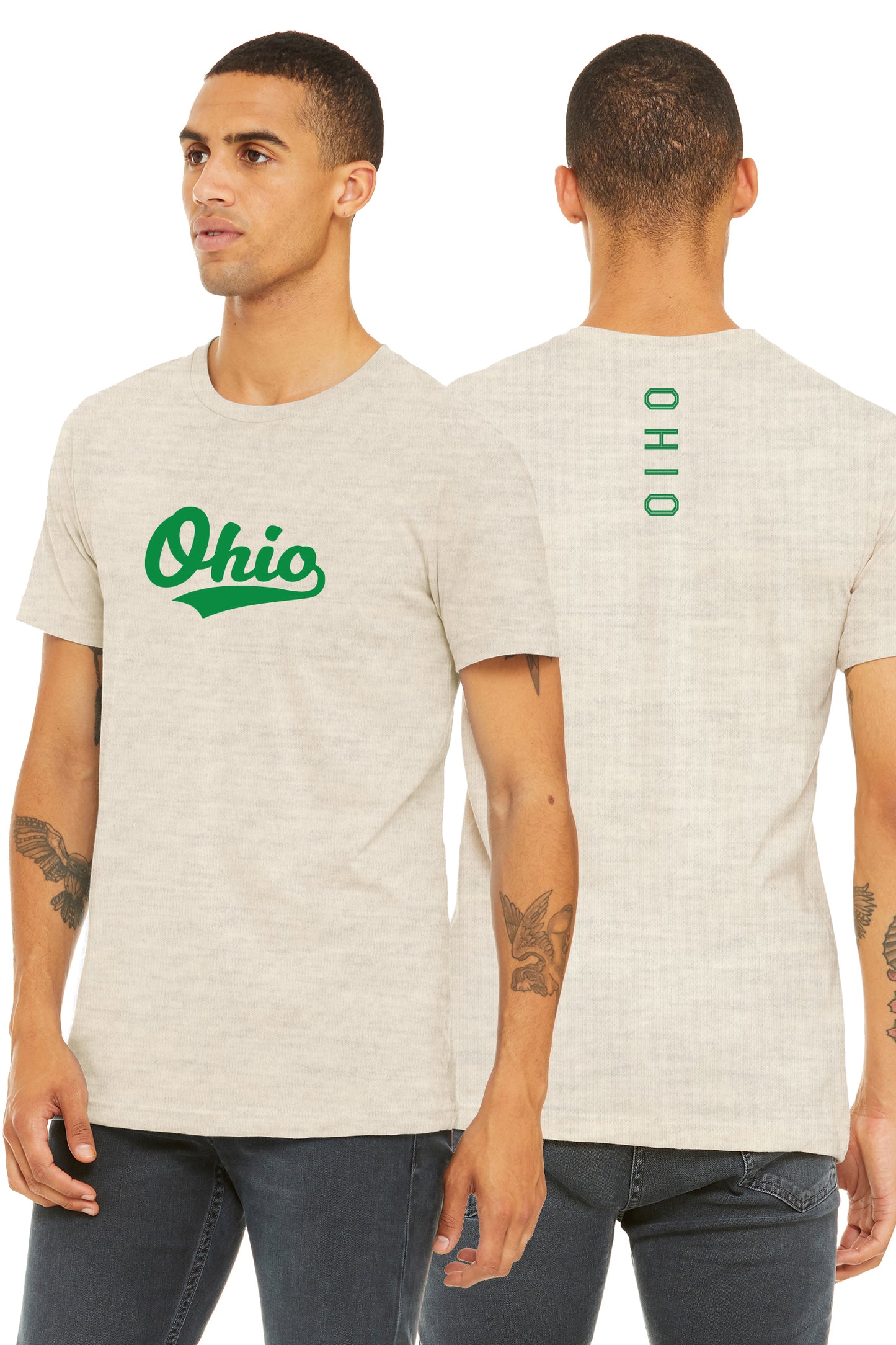 Daxton Adult Unisex Tshirt Ohio Script with Vertical on the Back