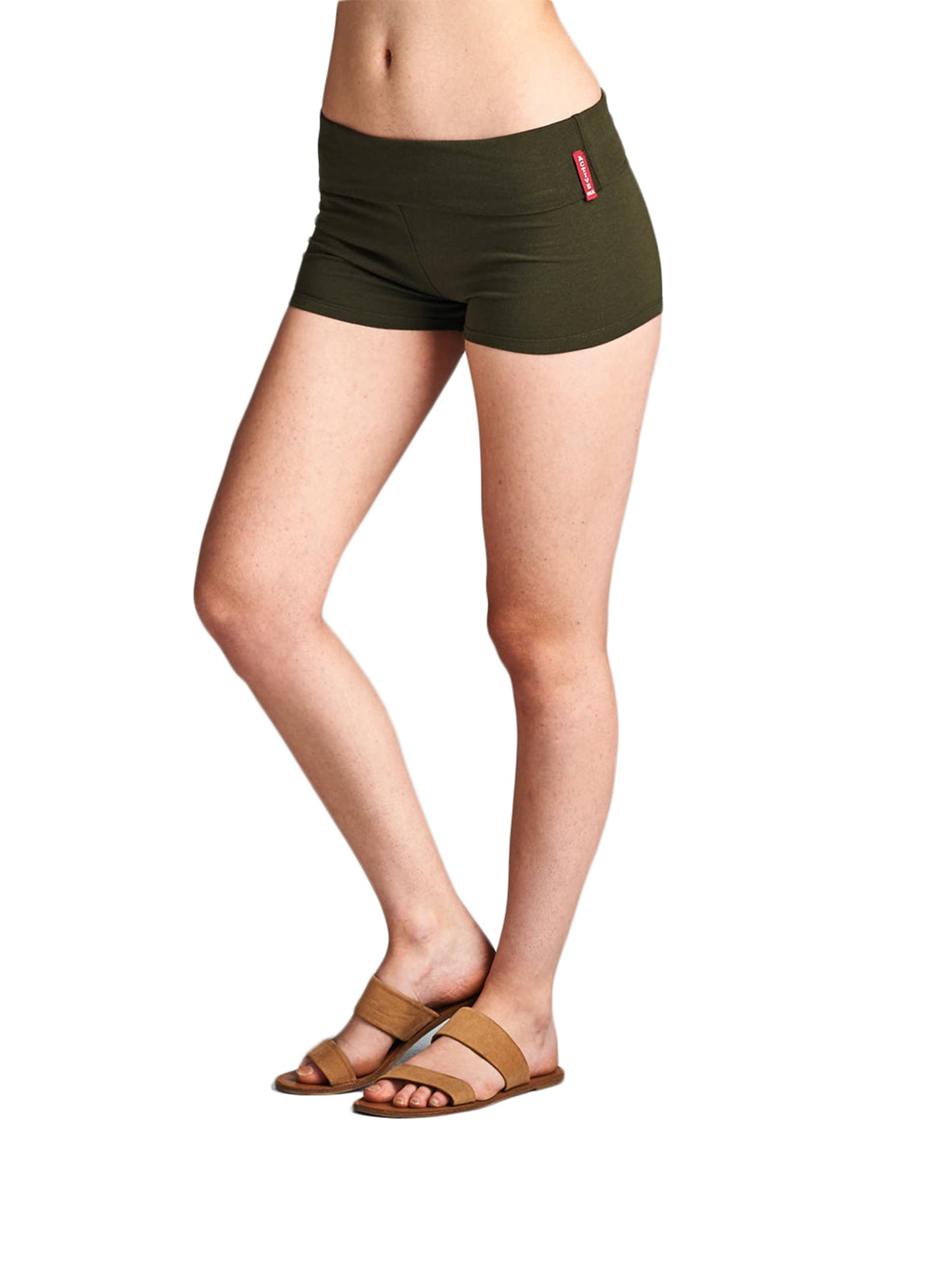 Emmalise Women's Active Yoga Shorts Low Rise Fold Over Workout Dance Pant