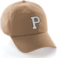 I&W Hatgear Customized Letter Initial Baseball Hat A to Z Team Colors, Khaki Cap Black White