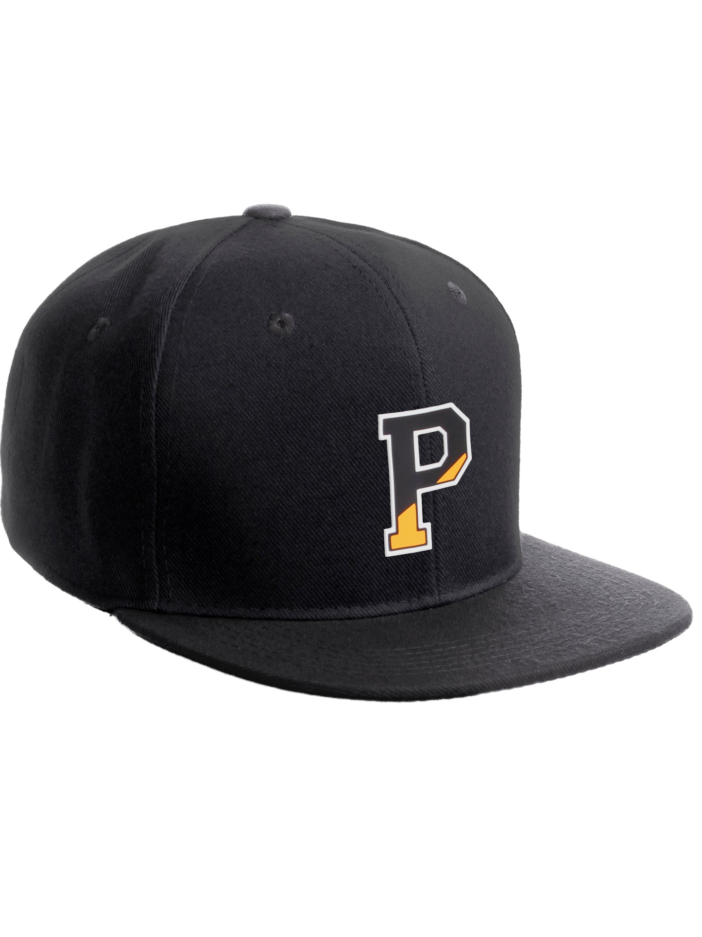 Daxton Classic Snapback Initial Numbers Letters Flat Bill Visor Black Cap