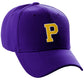 Classic Baseball hat Custom A to Z Initial Team Letter, Purple Cap White Gold