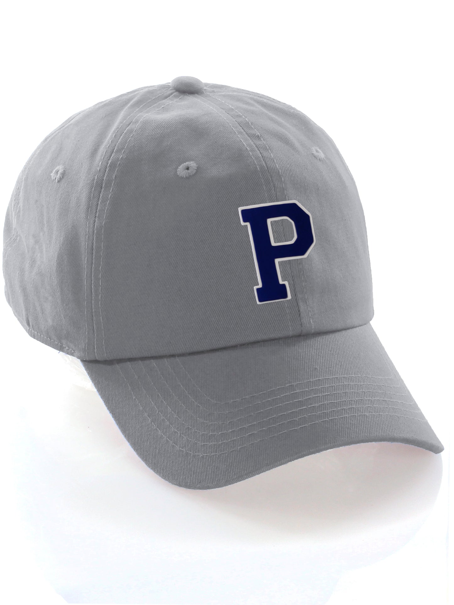 Custom Hat A to Z Initial Letters Classic Baseball Cap, Light Grey White Navy