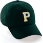 Custom Hat A to Z Initial Letters Classic Baseball Cap, Dk Green Hat Gold White