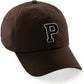 I&W Hatgear Customized Letter Initial Baseball Hat A to Z Team Colors, Brown Cap White Black