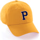 I&W Hatgear Customized Letter Initial Baseball Hat A to Z Team Colors, Gold Cap White Navy