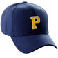 Classic Baseball Hat Custom A to Z Initial Team Letter, Navy Cap White Gold